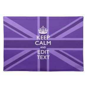 Purple Elegance Keep Calm Your Text Union Jack Placemat