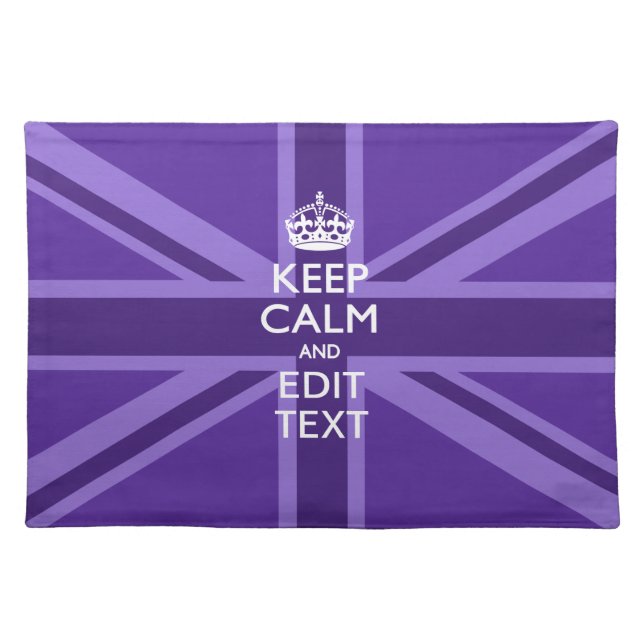 Purple Elegance Keep Calm Your Text Union Jack Placemat (Front)