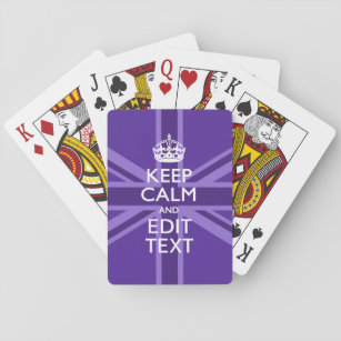 Purple Elegance Keep Calm Your Text Union Jack Playing Cards