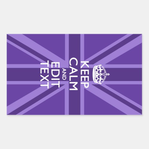 Purple Elegance Keep Calm Your Text Union Jack Rectangular Sticker