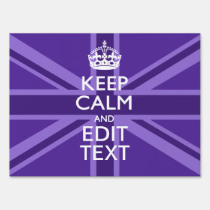 Purple Elegance Keep Calm Your Text Union Jack Sign
