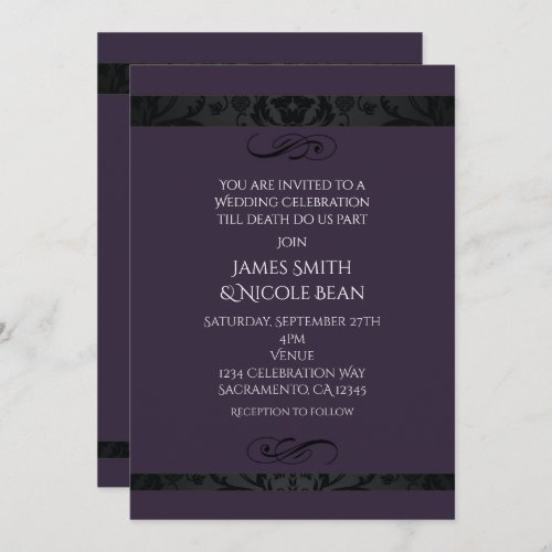 Purple Elegance Wedding Celebration Invitation