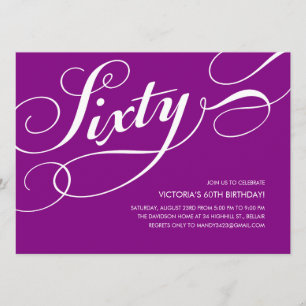 Purple Elegant 60th Birthday Invitation