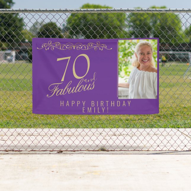 Purple Elegant 70 and Fabulous Birthday Photo Banner (Insitu)