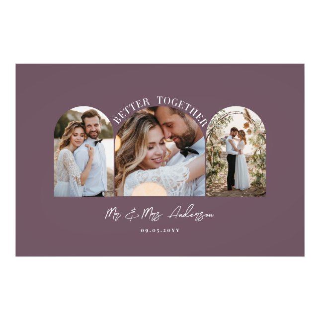 Purple elegant arch multi photo wedding gift decor (Front)