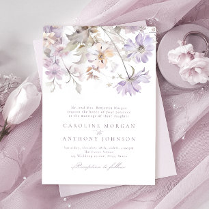 Purple Elegant Botanical Floral Boho Wedding Invitation