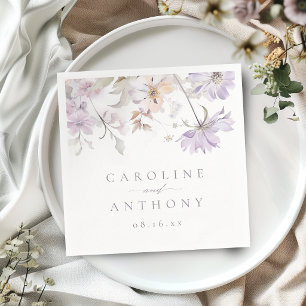 Purple Elegant Botanical Floral Boho Wedding Napkins