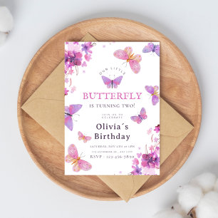 Purple Elegant Butterfly Girl Birthday Invitation