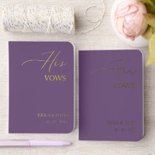Purple Elegant Calligraphy Script His and Hers Foil Vow Books