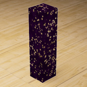 Purple Elegant Celestial Starry Gold Stars Design Wine Box