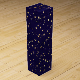 Purple Elegant Celestial Starry Gold Stars Design Wine Box