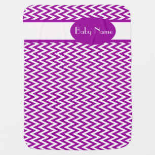 Purple Elegant Chevron Design with monogram Stroller Blanket