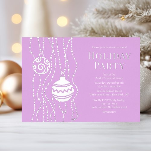 Purple Elegant Christmas Party Corporate Holiday Foil Invitation