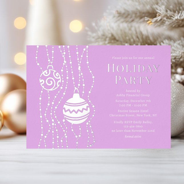 Purple Elegant Christmas Party Corporate Holiday Foil Invitation (Creator Uploaded)