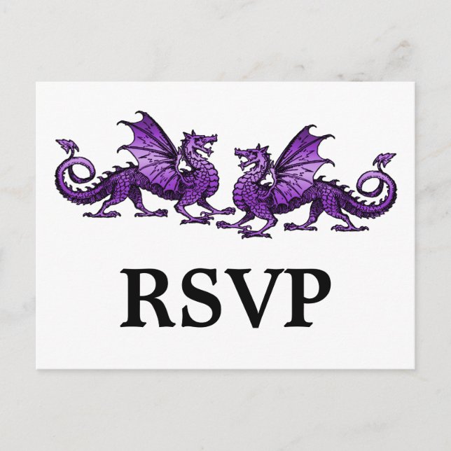 Purple Elegant Dragons Response Postcard (Front)