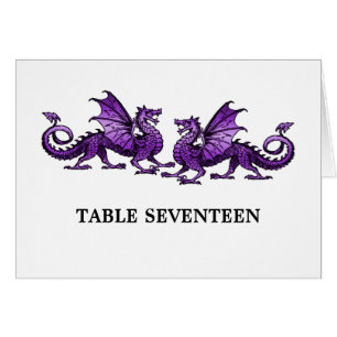 Purple Elegant Dragons Table Number Card