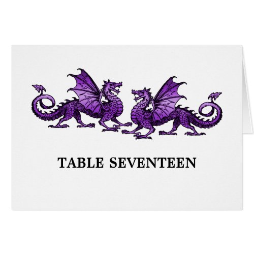 Purple Elegant Dragons Table Number Card