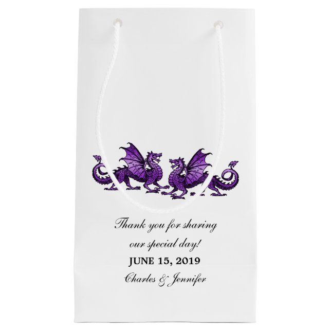 Purple Elegant Dragons Wedding Gift Bag (Front)
