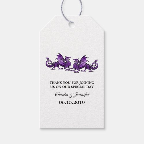 Purple Elegant Dragons Wedding Gift Tags
