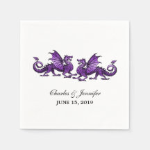 Purple Elegant Dragons Wedding Paper Napkins
