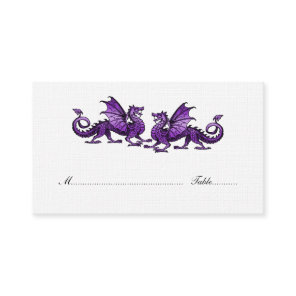 Purple Elegant Dragons Wedding Place Card