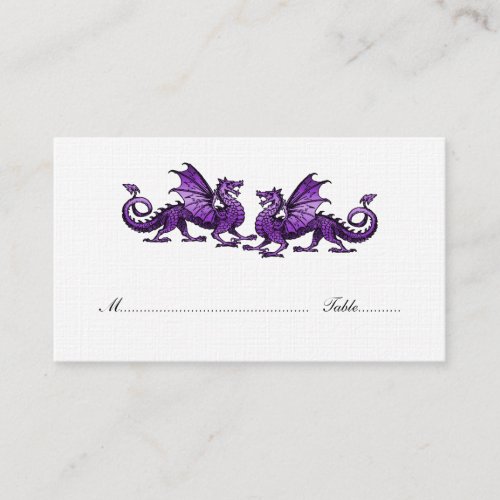 Purple Elegant Dragons Wedding Place Card