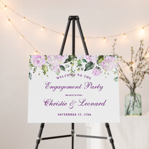 Purple Elegant Eucalyptus Engagement Party Foam Board