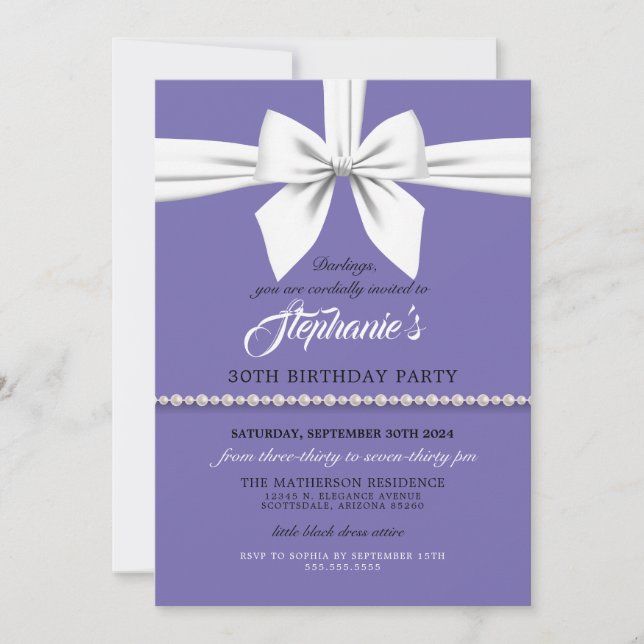 Purple Elegant Fancy Tiffany Birthday Invitation (Front)
