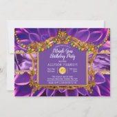 Purple Elegant Floral Mardi Gras Birthday Party Invitation (Front)