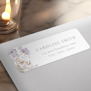 Purple Elegant Floral return address label