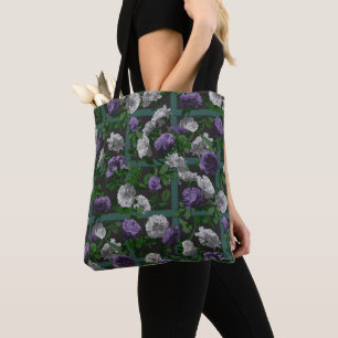 Purple Elegant Floral Roses Tote Bag