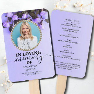 Purple Elegant Funeral Celebration of Life Hand Fan