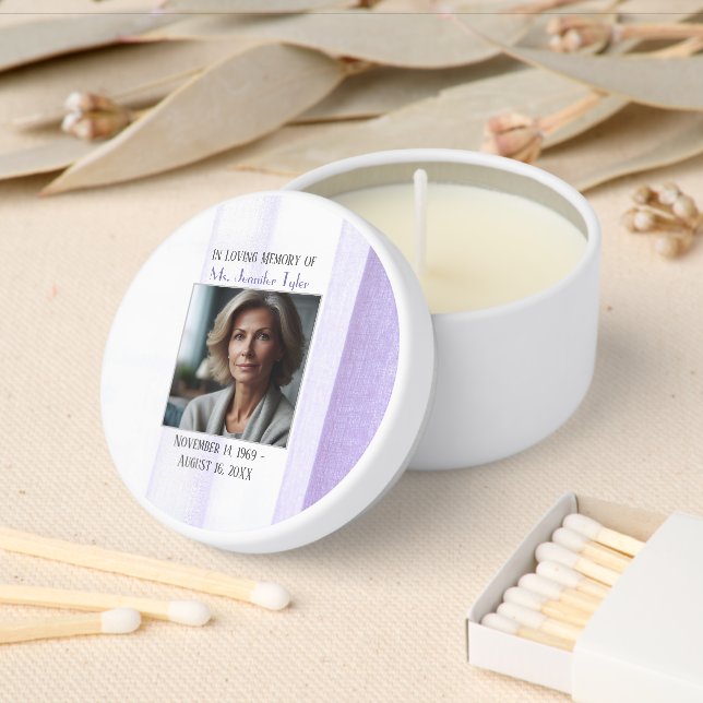  Purple Elegant Funeral Memorial Mini Candle Favors (Insitu)