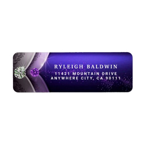 Purple Elegant Gemstones Return Address Label