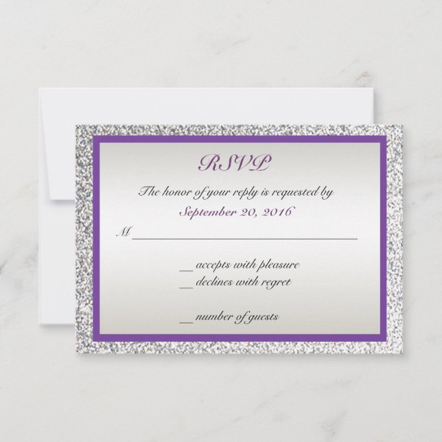 Purple - Elegant Glitter Wedding RSVP (Front)