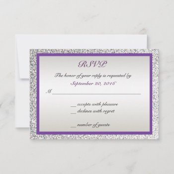 Purple - Elegant Glitter Wedding Rsvp by CleanGreenDesigns at Zazzle