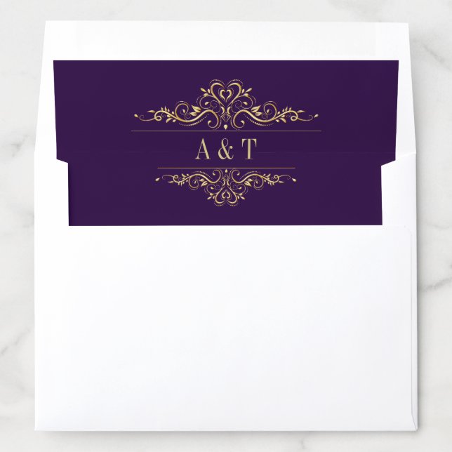 Purple elegant golden frame stylish envelope liner (In Envelope)