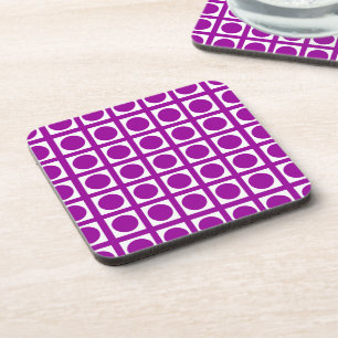 Purple Elegant Grid Dots Beverage Coaster