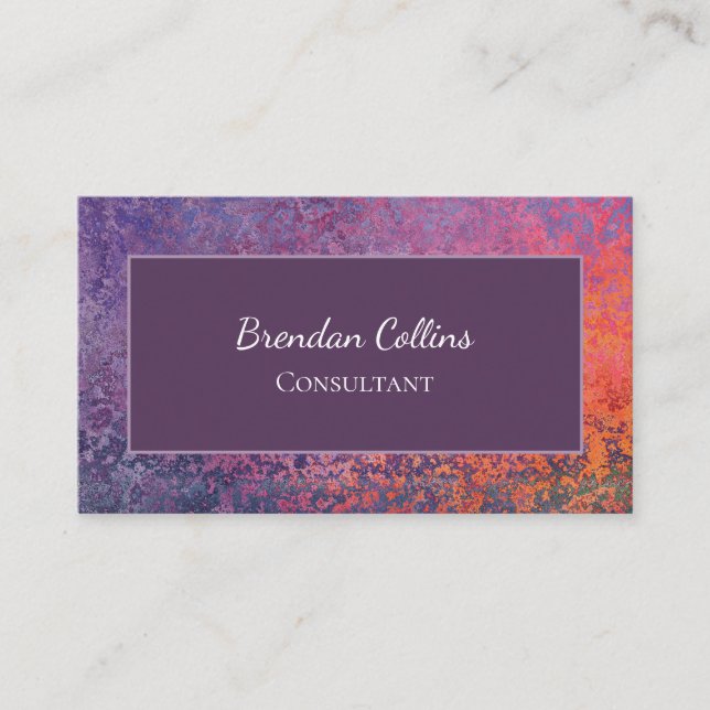 Purple Elegant Grunge Metal Texture Business Card (Front)