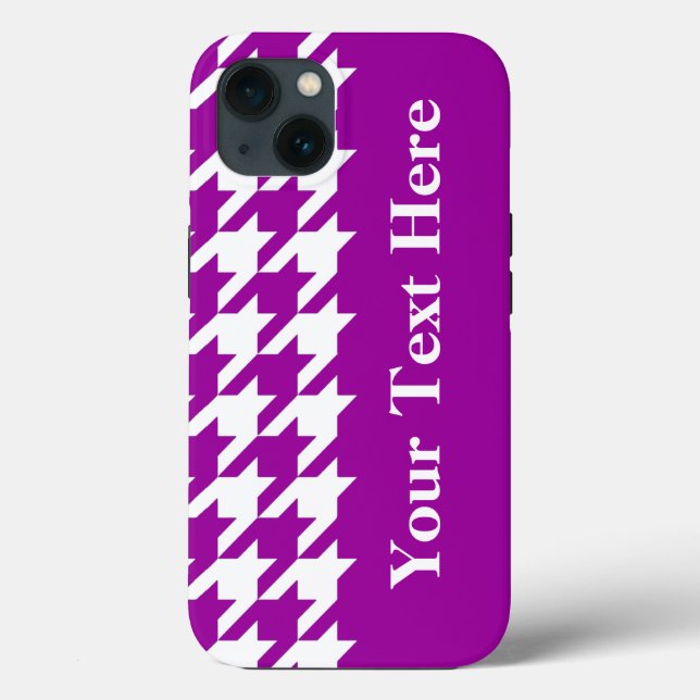 Purple Elegant Houndstooth with custom text Case-Mate iPhone Case (Back)