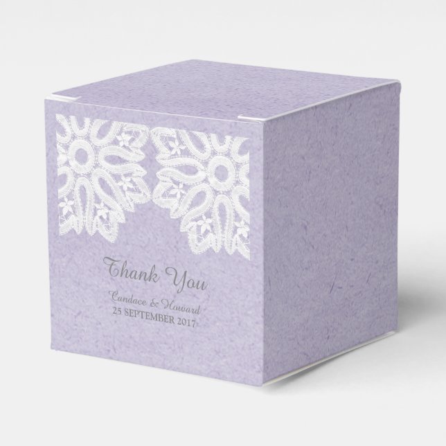 Purple Elegant Lace Favor Boxes (Front Side)