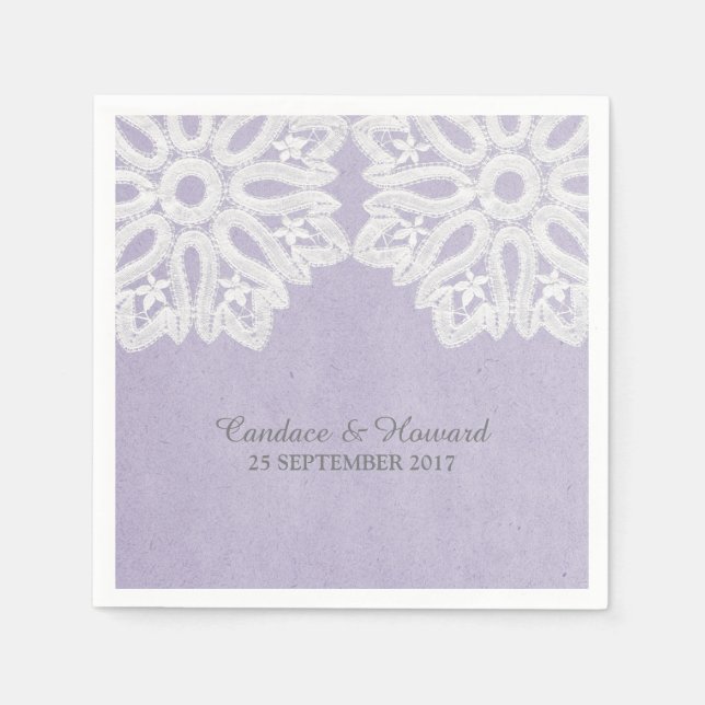 Purple Elegant Lace Paper Napkins (Front)