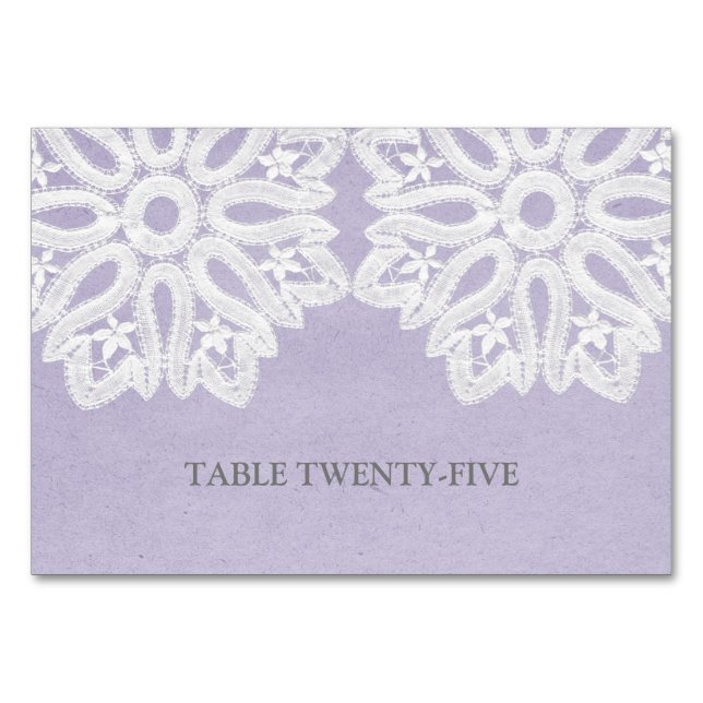 Purple Elegant Lace Table Card (Front)