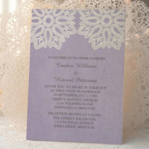 Purple Elegant Lace Wedding Invite