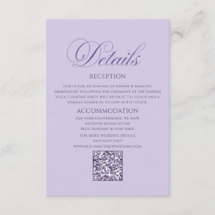 Purple Elegant Minimalist Regency Wedding Enclosure Card