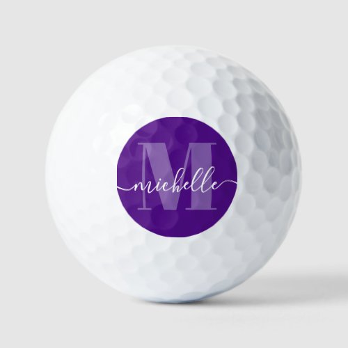 Purple Elegant Modern Monogram Golf Balls