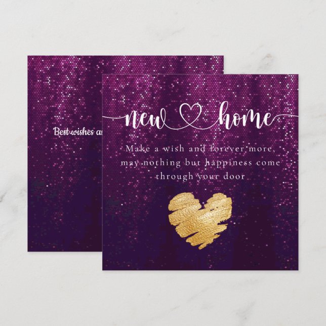 Purple Elegant New Home Housewarming Card (Front/Back)