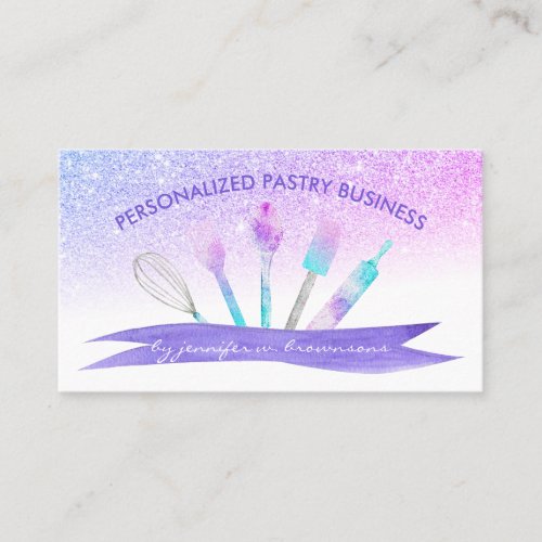 Purple Elegant Pastry Chef Home Made Bakery Business Card