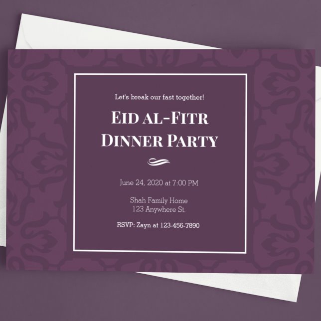 Purple Elegant Pattern Eid al-Fitr Invitation (Creator Uploaded)