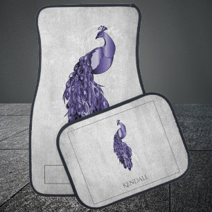 Purple Elegant Peacock Personalized Car Floor Mat